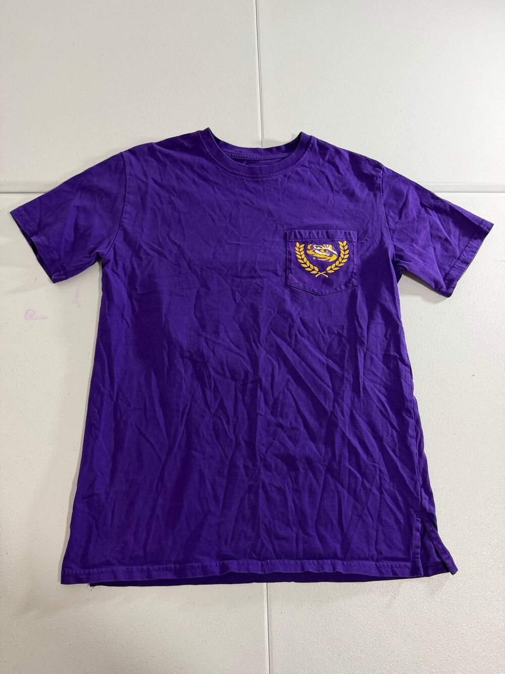 LSU Tigers Pocket T-Shirt Women’s Small Purple Everything is Better Geaux